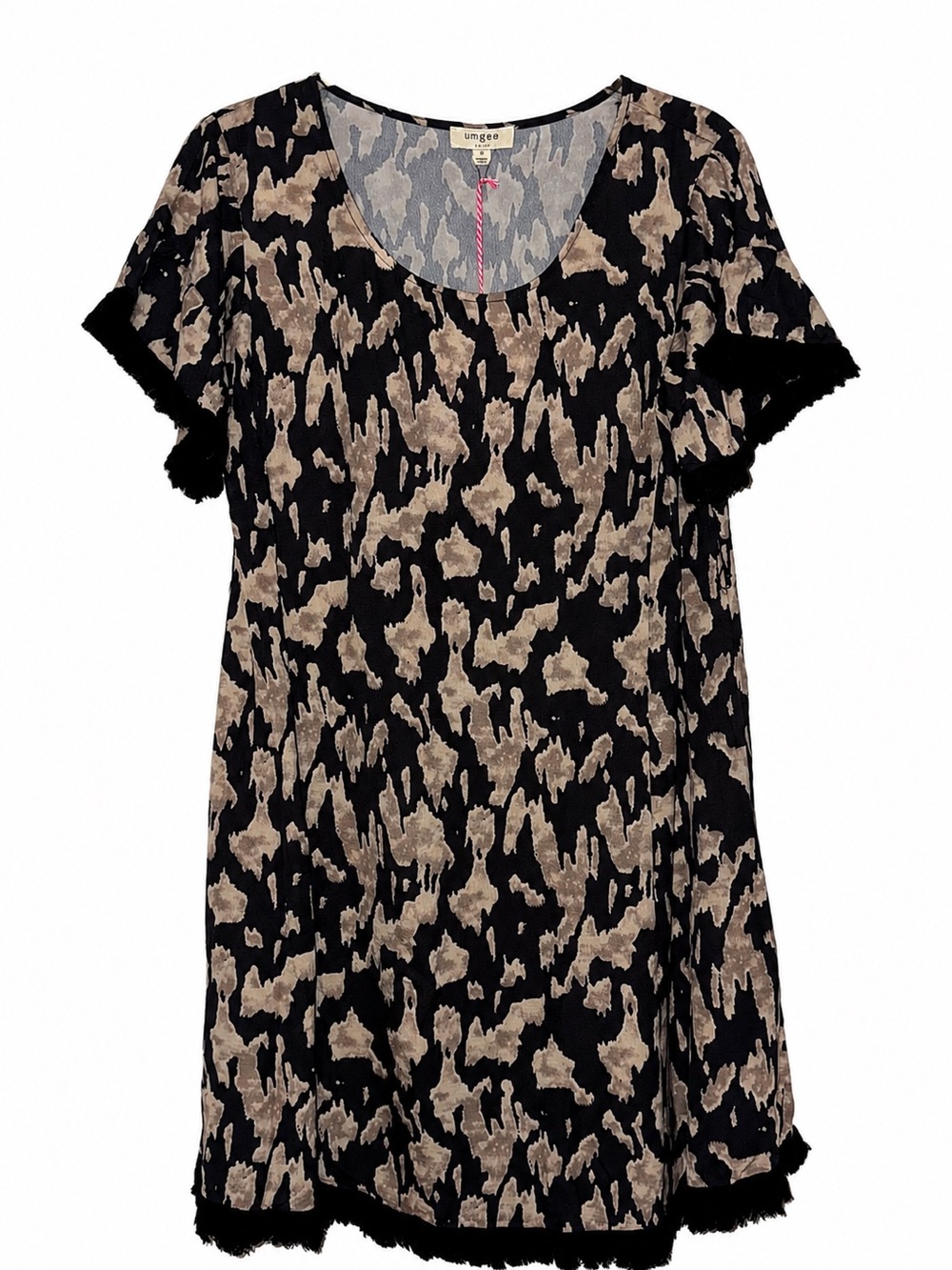 Umgee Abstract Animal Print Dress - Beautiful Belted or Unbelted - Fringe